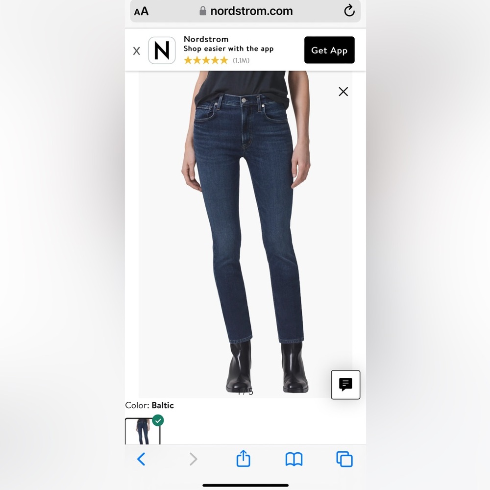 Citizens of Humanity Mid Rise Skinny Jeans, Indigo Color, Sz 26 or Sz 2
